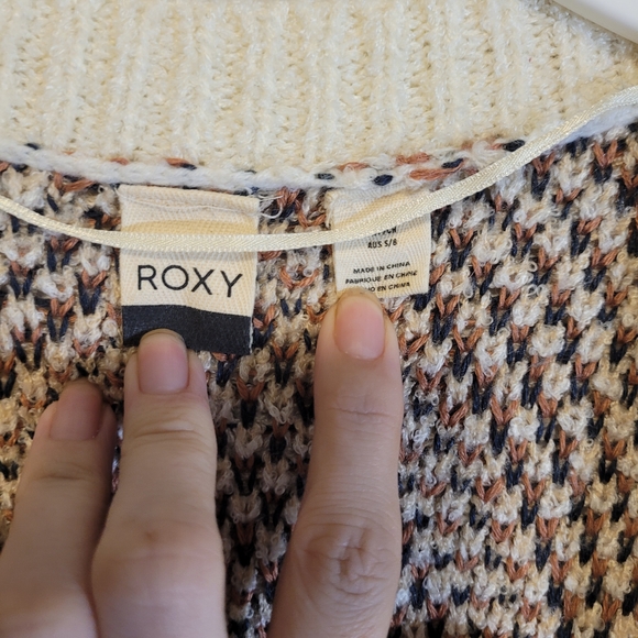 Roxy Boho Knit Cardigan Longline Open Front Tribal Aztec M - Picture 5 of 7